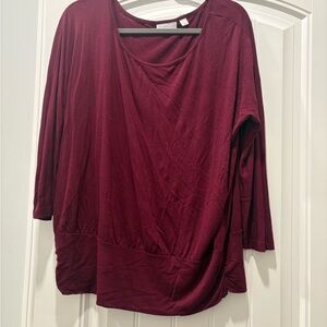 New York & Company Burgundy Long Sleeve Tee